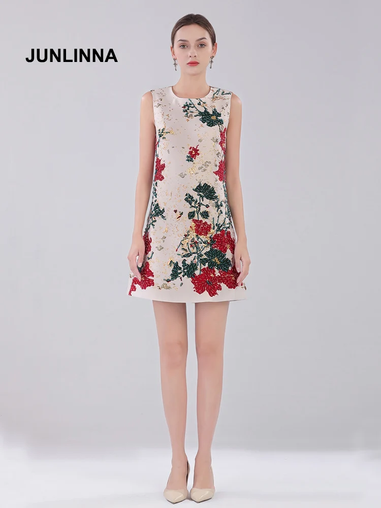 JUNLINNA Jacquard Women Dress Runway Fashion Summer Sequins Beading Loose Vestidos A O-Neck Sleeveless Princess Wear
JUNLINNA Jacquard Women Dress Runway Fashion Summer Sequins Beading Loose Vestidos A O-Neck Sleeveless Princess Wear