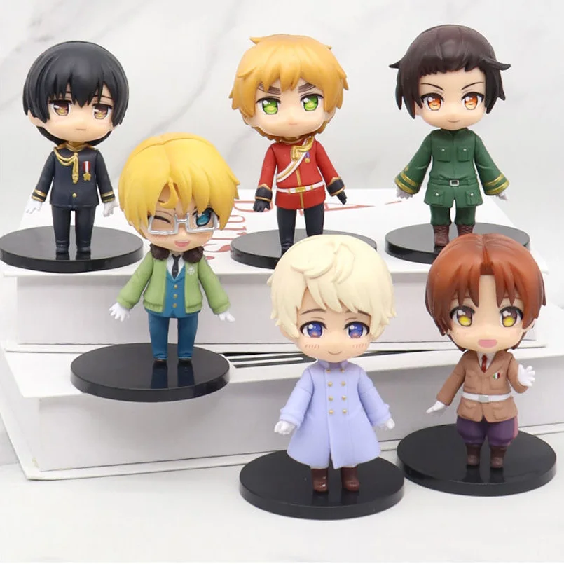 

6pcs/set Hetalia Axis Power Anime Figure Feliciano Vargas Hetalia World Stars PVC Action Figure 9CM Collection Model Toy Doll