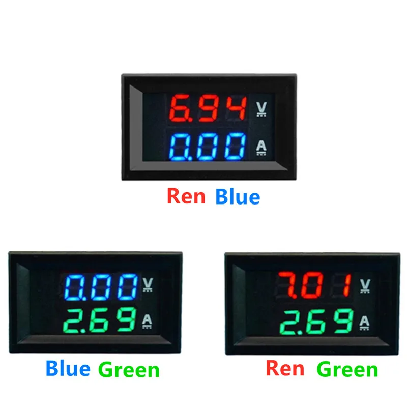 

Dual LED Display Mini Digital Voltmeter Ammeter DC 100V 10A Panel Amp Volt Voltage Current Meter Blue Red Green Tester Detector