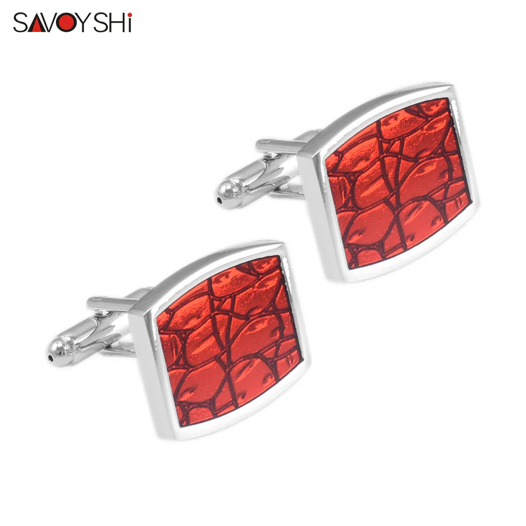

SAVOYSHI квадратные красные эмалированные Запонки мужские брендовые запонки высококачественные запонки деловые Подарочные ювелирные изделия