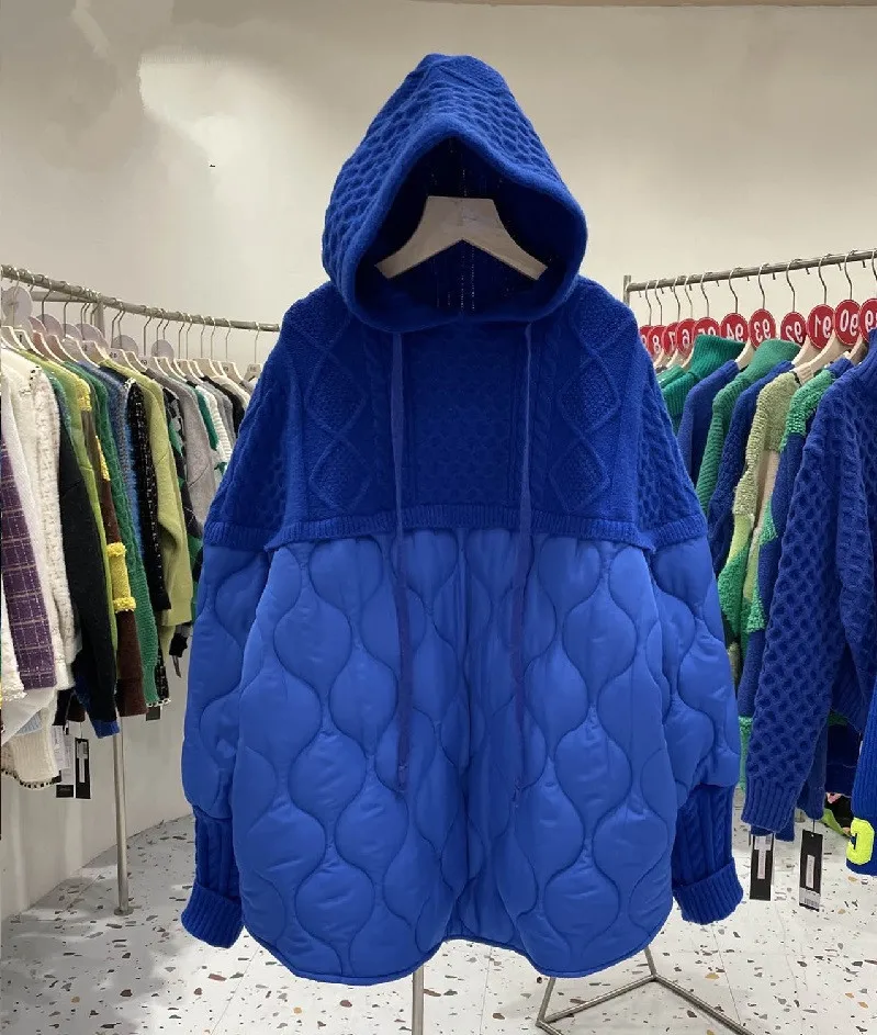 New Korean Style Women Knitted Sweater Patchwork Winter Parka Coat With Hoodie Female Oversized Hooded Pullover Sweater
New Korean Style Women Knitted Sweater Patchwork Winter Parka Coat With Hoodie Female Oversized Hooded Pullover Sweater