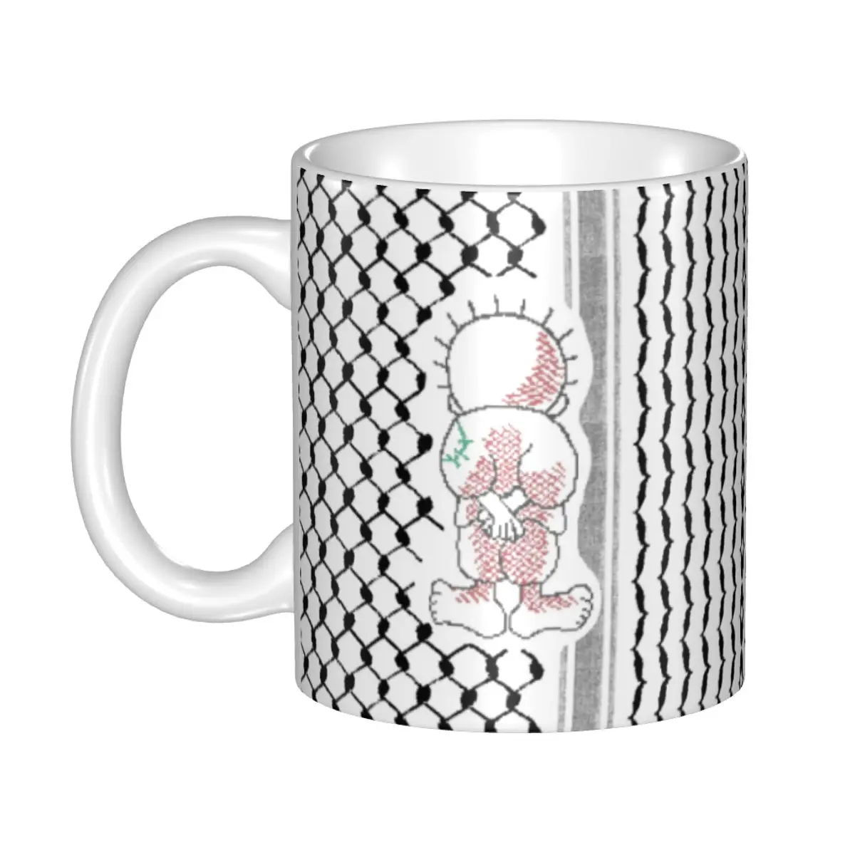 DIY Palestinian Handalah Palestine Kufiya Pattern Ceramic Mugs Customized Tatreez Embroidery Coffee Cups Creative Gift
DIY Palestinian Handalah Palestine Kufiya Pattern Ceramic Mugs Customized Tatreez Embroidery Coffee Cups Creative Gift