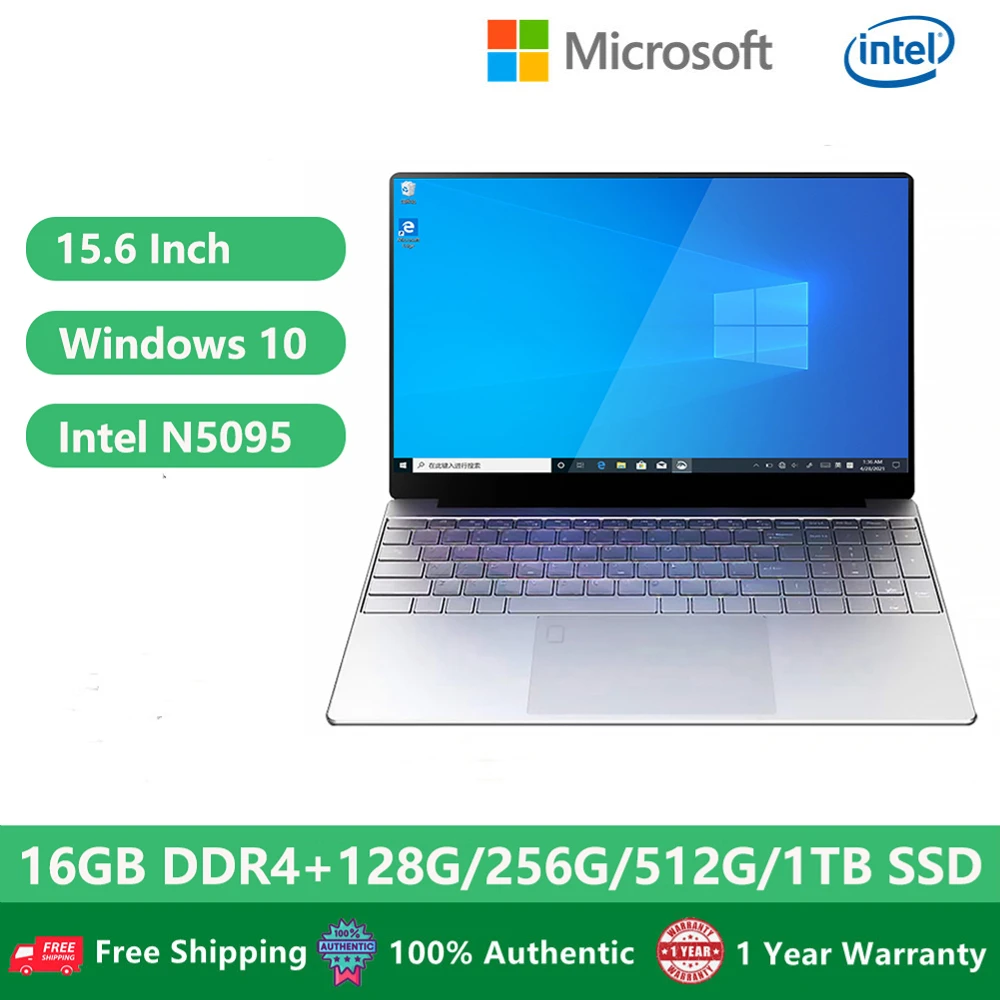 

Office Laptops Notebook 15.6Inch 1920x1080 11th Gen Intel N5095 16GB DDR4 Windows10 Gaming Computer Touchpad Fingerprint Backlit
