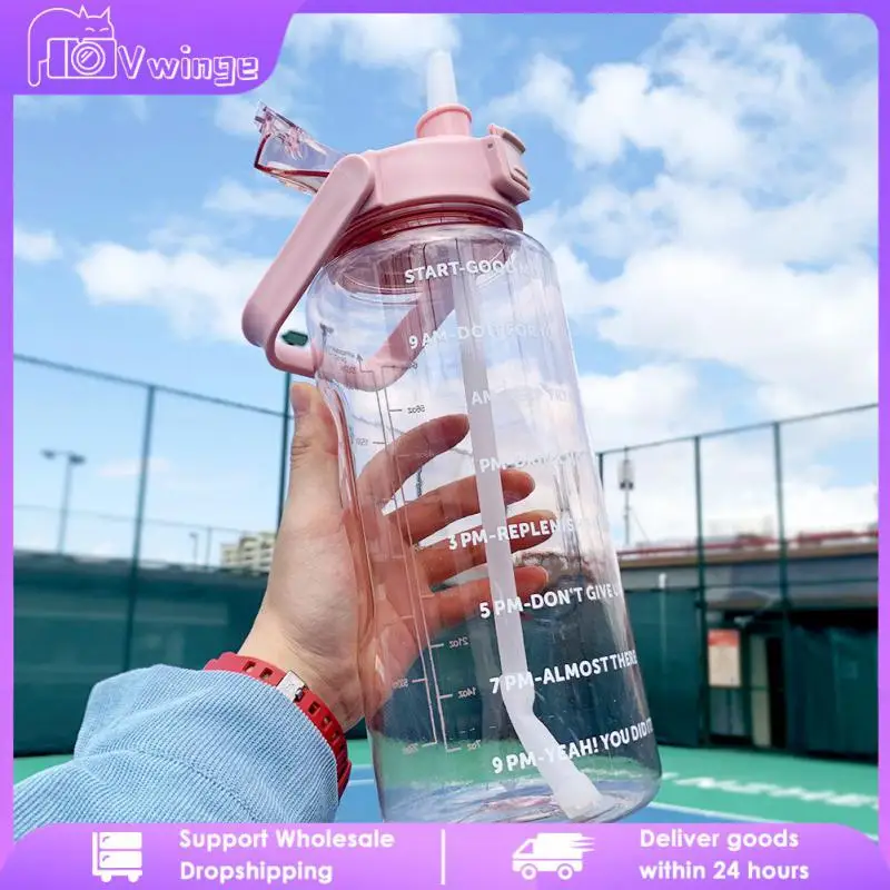2000ml Water Bottle With Straw Outdoor Sports Fitness Kettle Large Capacity With Time Marker Gym Climbing Cycling Water Cup
2000ml Water Bottle With Straw Outdoor Sports Fitness Kettle Large Capacity With Time Marker Gym Climbing Cycling Water Cup