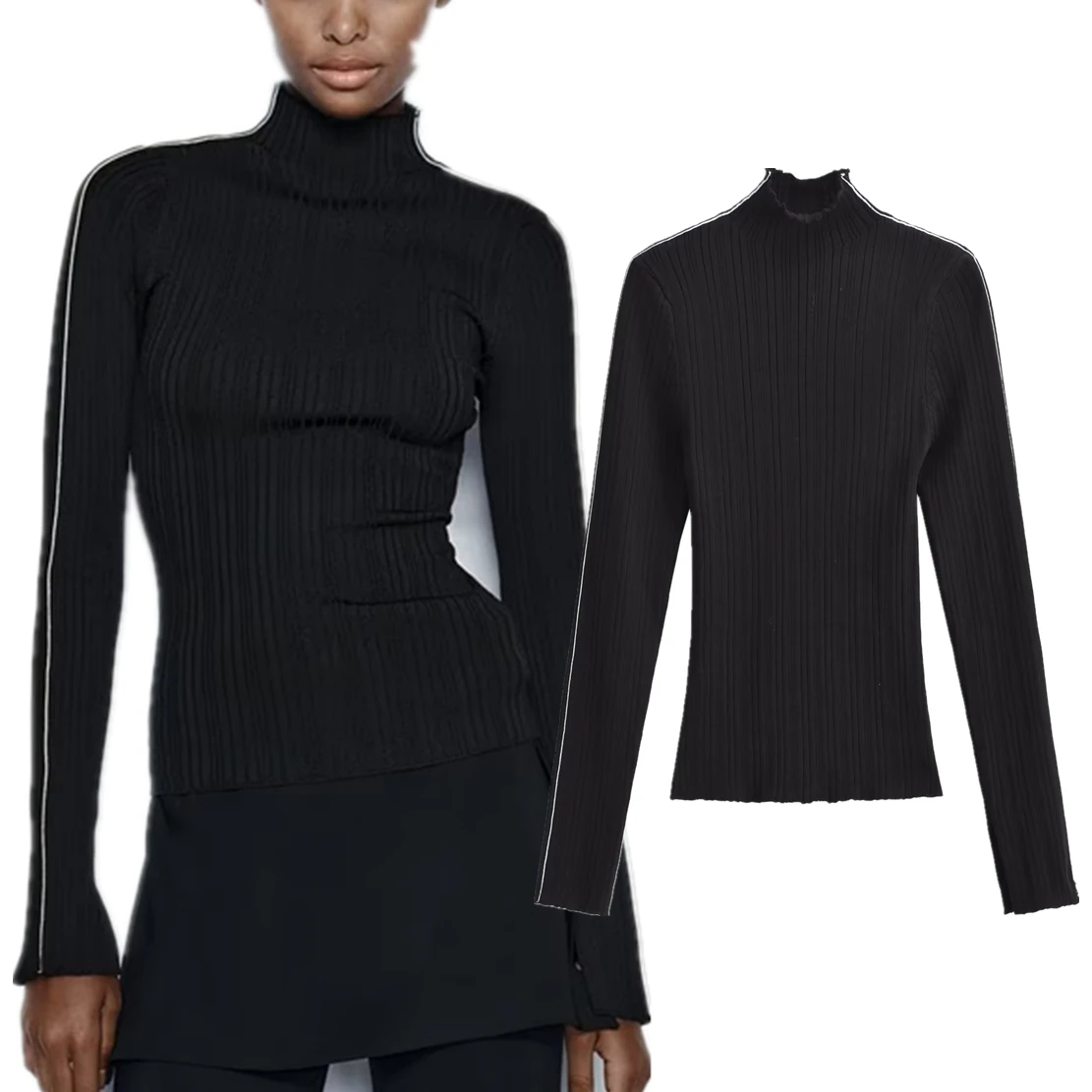 Elmsk British Fashion Women's Basic Knitwear Turtleneck Black Lace Panel Sweater Women Tops
Elmsk British Fashion Women's Basic Knitwear Turtleneck Black Lace Panel Sweater Women Tops