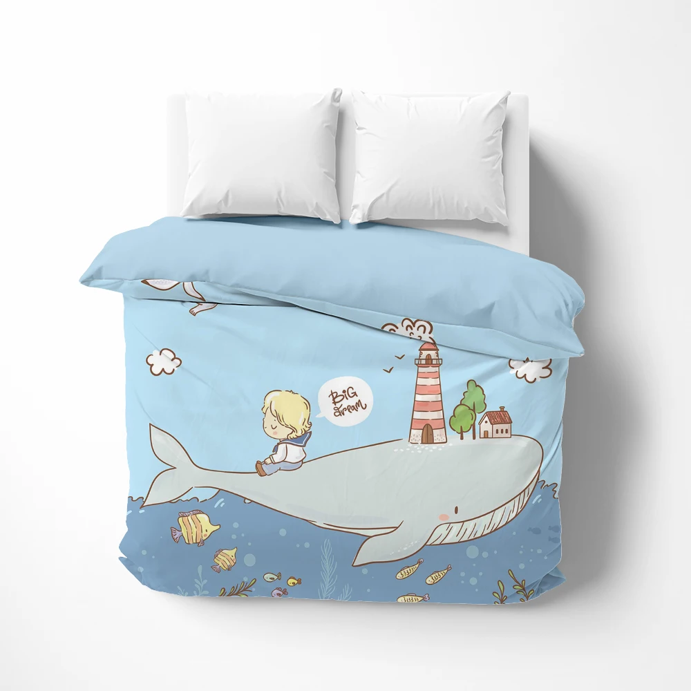 Cartoon whale Linens Duvet cover Quilt/Blanket/Comfortable Case Luxury Bedding 140x200 bedrooms for kids baby child sailor
Cartoon whale Linens Duvet cover Quilt/Blanket/Comfortable Case Luxury Bedding 140x200 bedrooms for kids baby child sailor