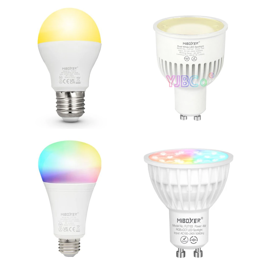 

Miboxer 4W 5W 6W 9W 12W RGB CCT Smart LED Light Bulb E27 GU10 MR16 E14 Dual White Spotlight 2.4G RF Remote control AC 110V-220V