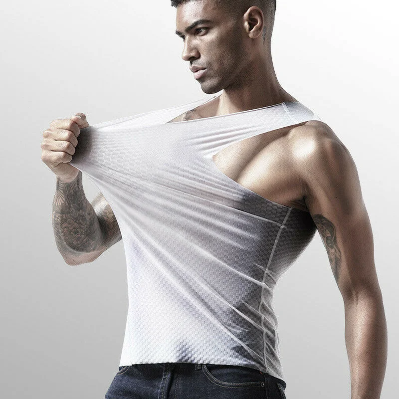 Men's Sleeveless Vest Ice Silk Tank Tops Singlet Elastic T Shirt A-shirts Solid Mens Underwear Sexy Casual Vest T Shirts
Men's Sleeveless Vest Ice Silk Tank Tops Singlet Elastic T Shirt A-shirts Solid Mens Underwear Sexy Casual Vest T Shirts
