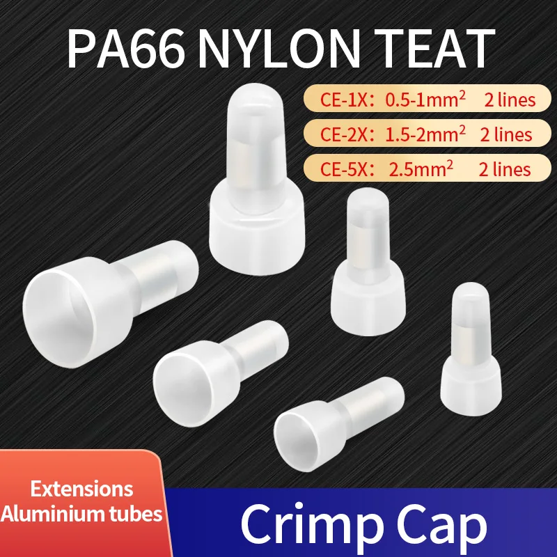 100pcs/lot CE-1X CE-2X CE-5X nylon Crimp Caps Closed End Crimp Caps Electrical Wire Cable Closed Line Cap Terminals Connectors
100pcs/lot CE-1X CE-2X CE-5X nylon Crimp Caps Closed End Crimp Caps Electrical Wire Cable Closed Line Cap Terminals Connectors