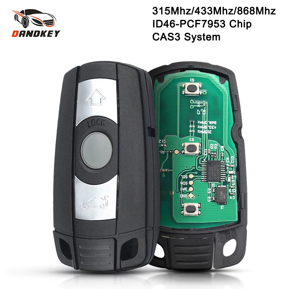 Dandkey Car Remote Smart Key 315Mhz /433/ 868MHz for BMW 1/3/5/7 Series CAS3 X5 X6 Z4 Car Keyless Control Transmitter Chip
Dandkey Car Remote Smart Key 315Mhz /433/ 868MHz for BMW 1/3/5/7 Series CAS3 X5 X6 Z4 Car Keyless Control Transmitter Chip