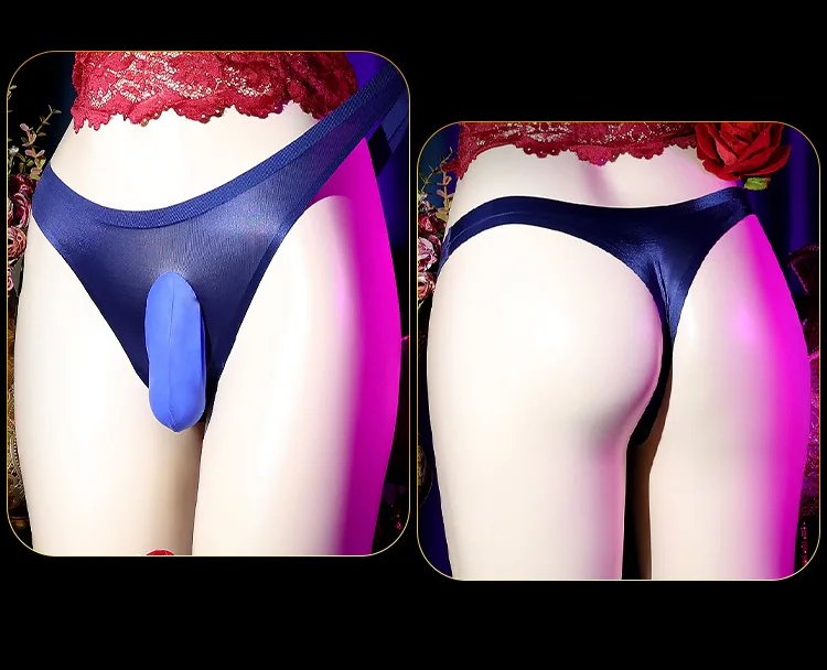 Стринги мужские просвечивающие, Эротические трусики-стринги, гей-пенис, сексуальное нижнее белье из ледяного шелка, G-стринги