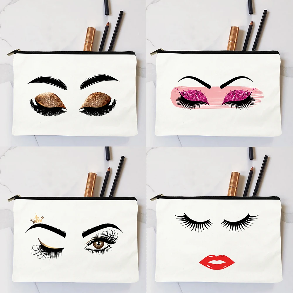 Eyelash Print Women's Cosmetic Bag Bag Canvas Fashion Zipper Cosmetic Organizer Pencil Bag Travel Tote Gift
Eyelash Print Women's Cosmetic Bag Bag Canvas Fashion Zipper Cosmetic Organizer Pencil Bag Travel Tote Gift