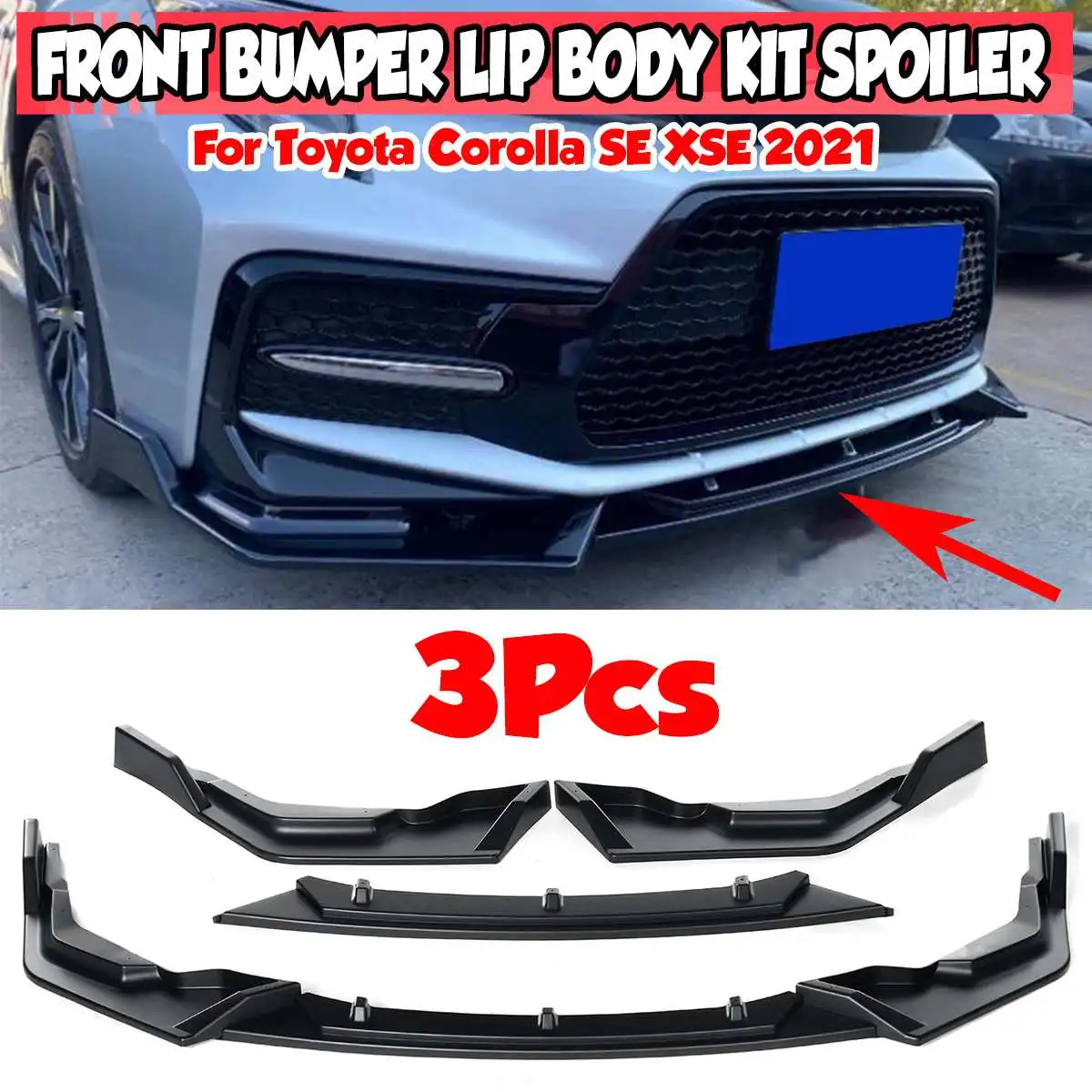 3pcs Car Front Bumper Splitter Lip Diffuser Spoiler Cover Trim Fins Body Kit Protection Guard For Toyota Corolla SE XSE 2021
3pcs Car Front Bumper Splitter Lip Diffuser Spoiler Cover Trim Fins Body Kit Protection Guard For Toyota Corolla SE XSE 2021