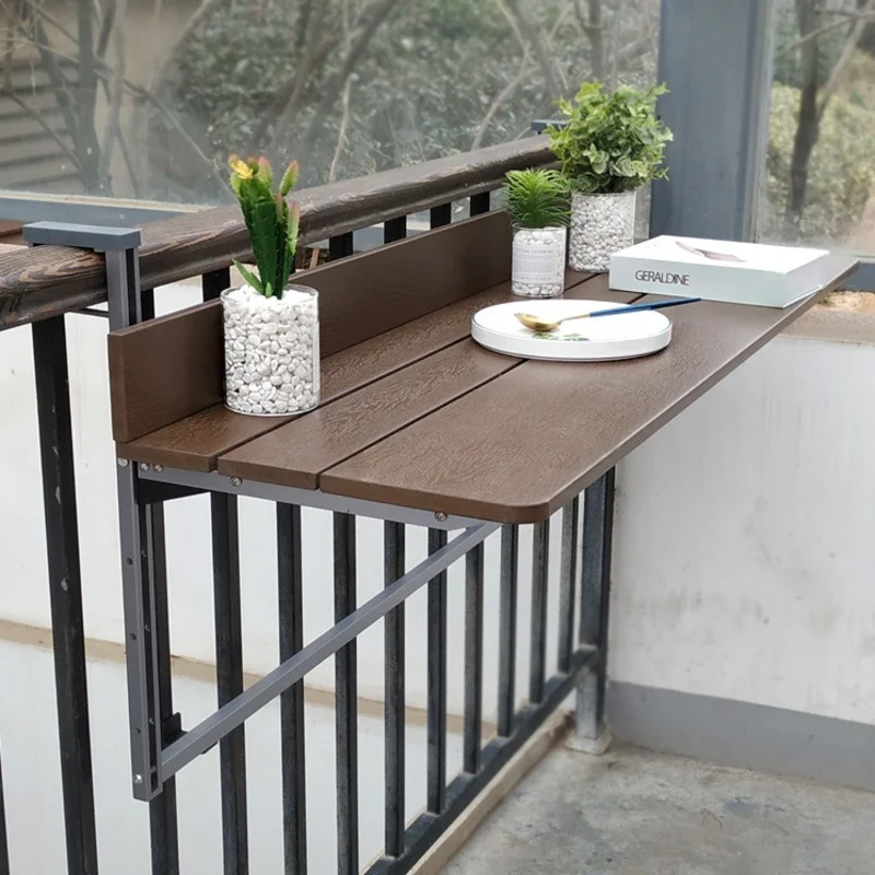 

Balcony railing hanging table Folding convenient hanging computer table home bar counter Creative lifting folding desk