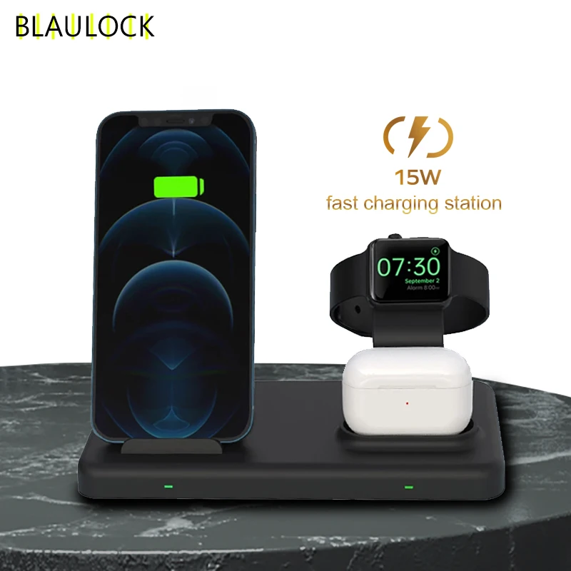 15W Qi Charging Dock Station Mobile Phone Stand Wireless Charger For iPhone Samsung Apple Watch Airpods Fast Wireless Charger
15W Qi Charging Dock Station Mobile Phone Stand Wireless Charger For iPhone Samsung Apple Watch Airpods Fast Wireless Charger