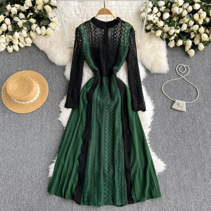 Autumn Gentle Green Dress Chic O-neck Hollow Out Lace Dresses Slim Black Female Full Sleeve Vestidos Women Clothes Dropshipping
Autumn Gentle Green Dress Chic O-neck Hollow Out Lace Dresses Slim Black Female Full Sleeve Vestidos Women Clothes Dropshipping