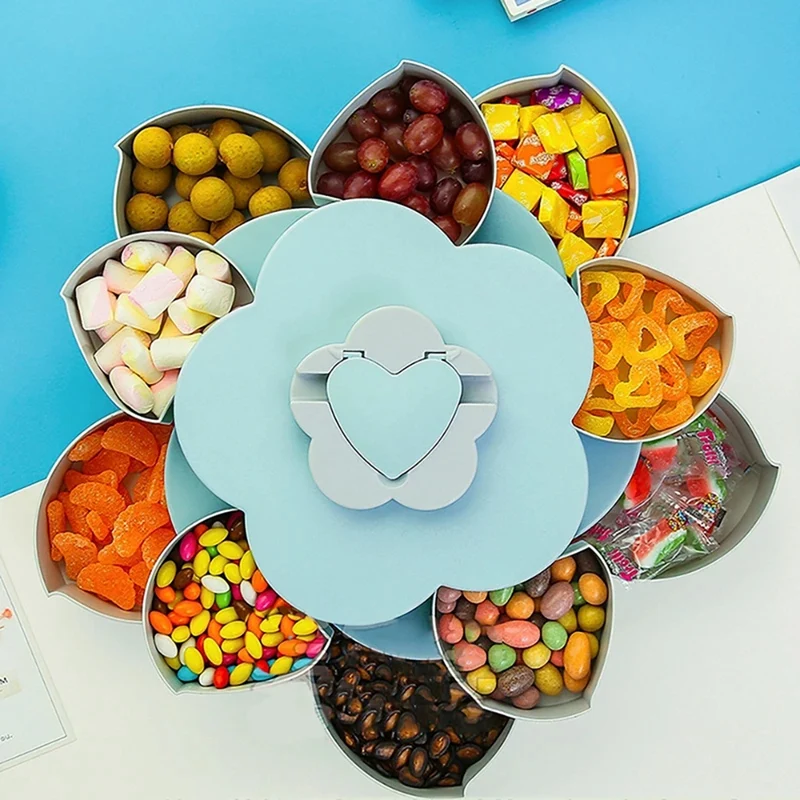 Practical 2 Layer Rotating Petal Candy Box Plastic Snack Nut Tray Case Rotation Dried Fruit Storage Box for Home Organizer
Practical 2 Layer Rotating Petal Candy Box Plastic Snack Nut Tray Case Rotation Dried Fruit Storage Box for Home Organizer