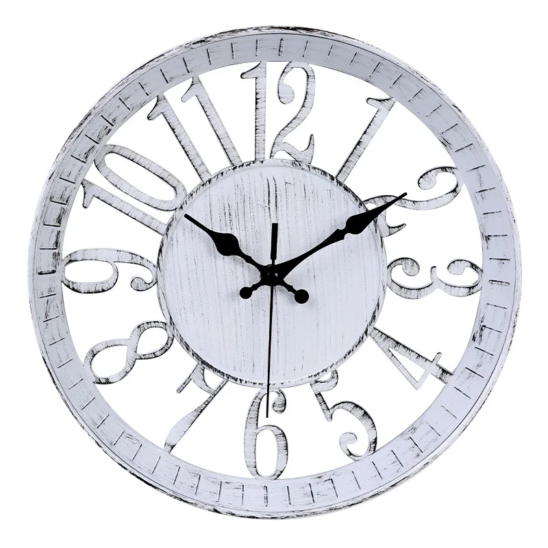 12 inch American antique style wall clock personalized hollow out digital plastic 3D silent round wall clock Quartz clock
12 inch American antique style wall clock personalized hollow out digital plastic 3D silent round wall clock Quartz clock