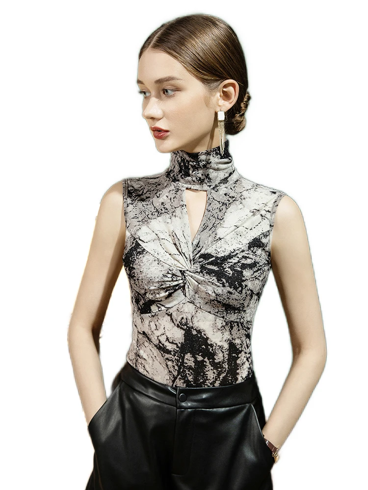 Women Clothing Sleeveless Turtleneck Women's T-shirt Flower Prined Mesh Woman Top Spring Summer Tops For Women
Women Clothing Sleeveless Turtleneck Women's T-shirt Flower Prined Mesh Woman Top Spring Summer Tops For Women