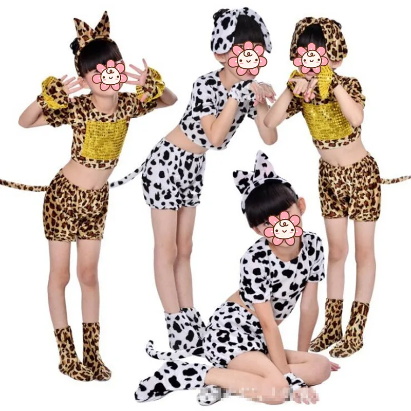 

Дети мальчик девочка животное кошка леопард дети далматинская собака s праздничные принадлежности Косплей Хэллоуин костюм
