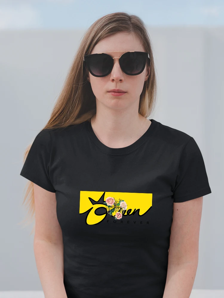 Yeskuni Queen Forever смешные футболки женские топы в готическом стиле с коротким рукавом