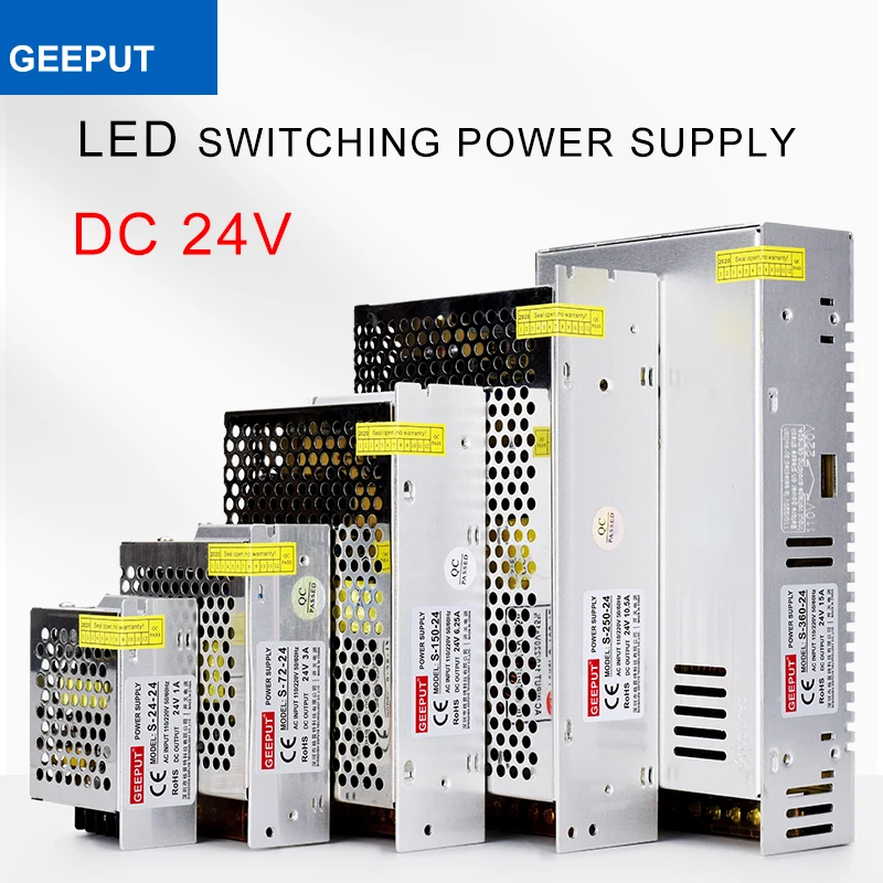 

Geeput LED Switching Power Supply 24V 5A 10A 20A 30A 72W 120W 300W 360W 500W Light Strip Ac 110V 220V to DC Power Transformer