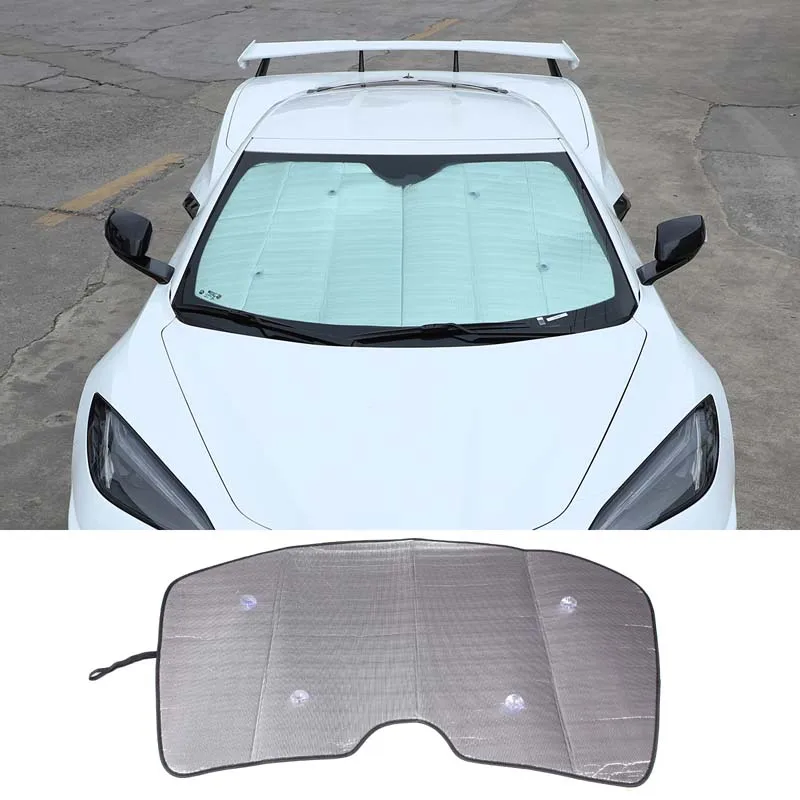 

Car Front Glass Sunshade Kit Folding Windshield UV Block Trim Auto Part For Chevrolet Corvette C8 Stringray Z51 Z06 2020-2022