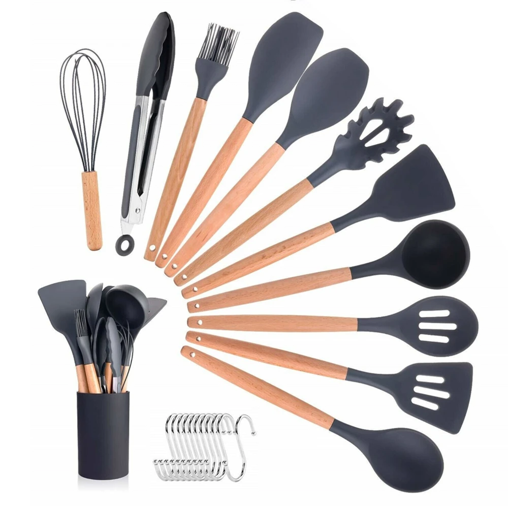 12 Piece Silicone and Stainless Steel Kitchen Cooking & Serving Utensil Set, with 10 Pcs (Gift), Black
12 Piece Silicone and Stainless Steel Kitchen Cooking & Serving Utensil Set, with 10 Pcs (Gift), Black