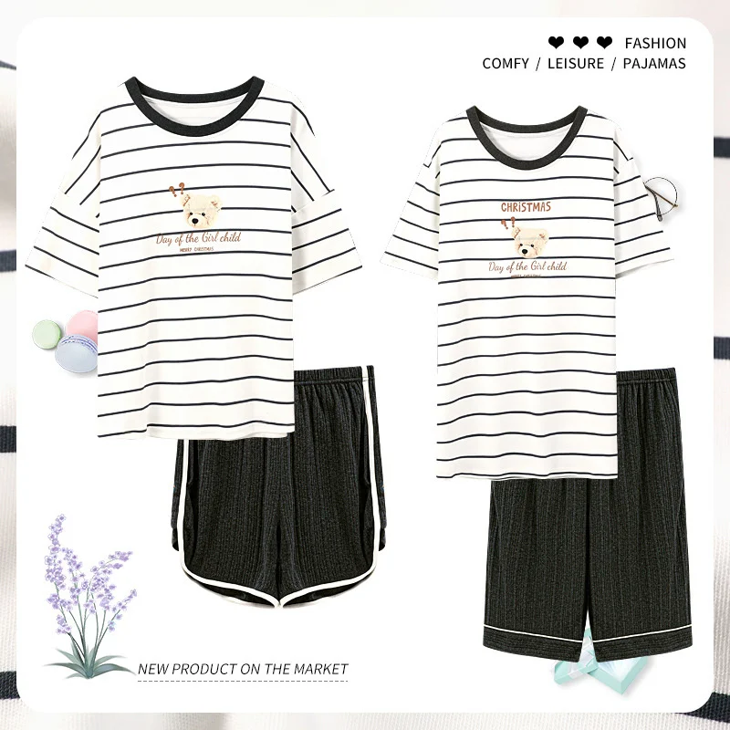 Couple Pajamas Women Summer Cotton Cartoon Short Sleeved Shorts Loose Large Men Can Wear Home Clothes in sleep lounge
Couple Pajamas Women Summer Cotton Cartoon Short Sleeved Shorts Loose Large Men Can Wear Home Clothes in sleep lounge