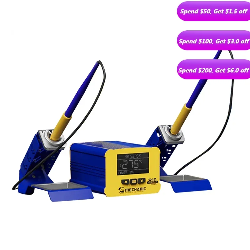 Паяльная станция MECHANIC 210 MAX с двойной ручкой, электрический утюг с быстрой адаптацией к нагреву, наконечник паяльника C210
Паяльная станция MECHANIC 210 MAX с двойной ручкой, электрический утюг с быстрой адаптацией к нагреву, наконечник паяльника C210