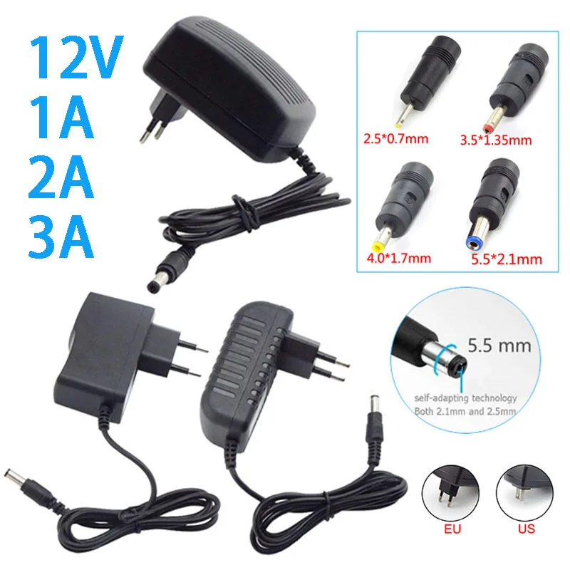 DC 12V 1A 2A 3A AC 100-240V Power Supply Charger 5.5*2.1mm 4.0*1.7mm 3.5*1.35mm 2.5*0.7mm Plug AC DC Adapter Converter
DC 12V 1A 2A 3A AC 100-240V Power Supply Charger 5.5*2.1mm 4.0*1.7mm 3.5*1.35mm 2.5*0.7mm Plug AC DC Adapter Converter
