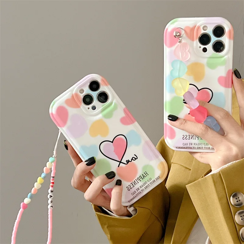 INS Color Line Love Heart Lanyard Hand Strap Phone Case For iPhone 13 11 12 Pro Max XS XR X Fashion Pearl Bracelet Soft Cover
INS Color Line Love Heart Lanyard Hand Strap Phone Case For iPhone 13 11 12 Pro Max XS XR X Fashion Pearl Bracelet Soft Cover