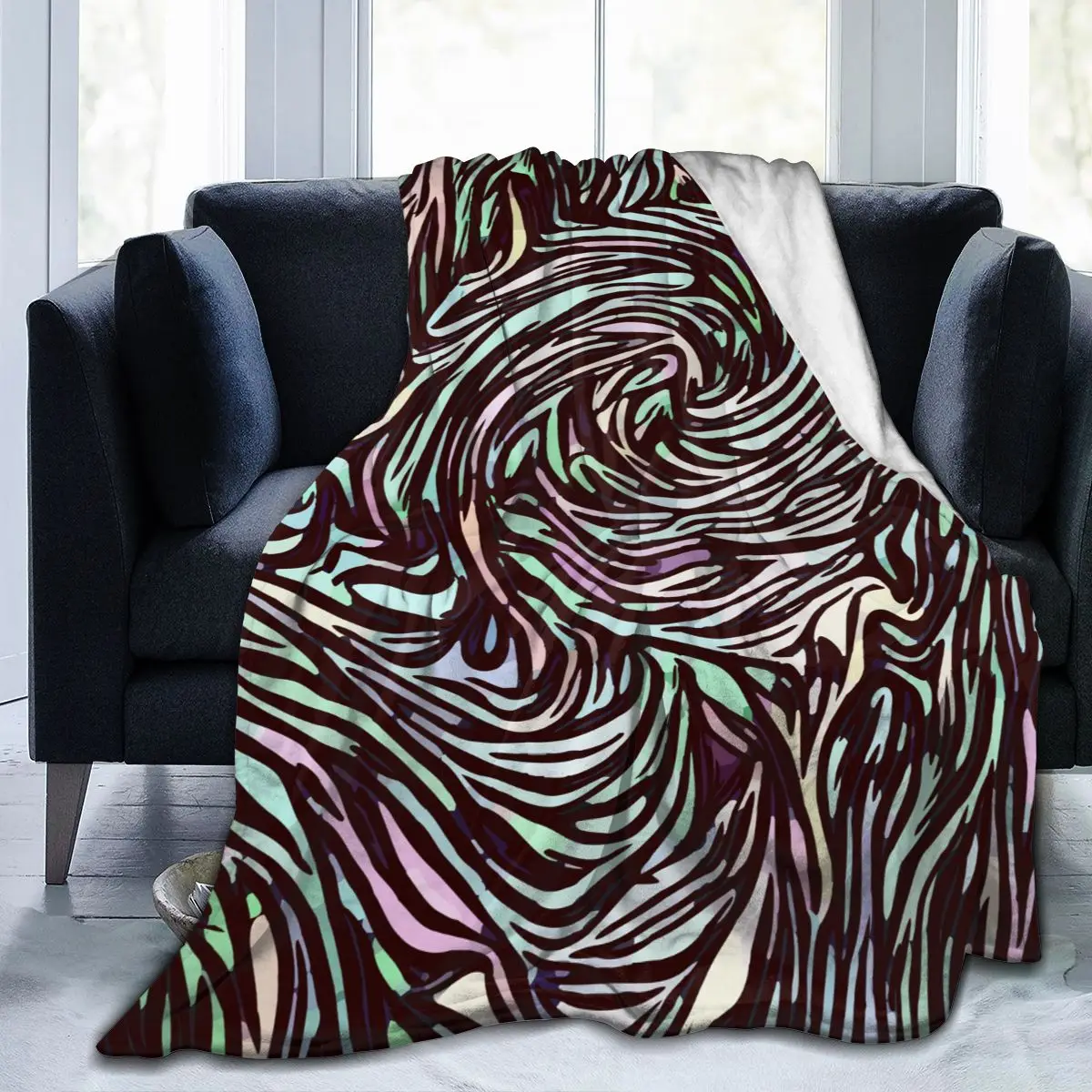 

Мягкое теплое фланелевое одеяло, дорожное портативное зимнее одеяло с абстрактным витражом, тонкое покрывало для кровати и дивана
