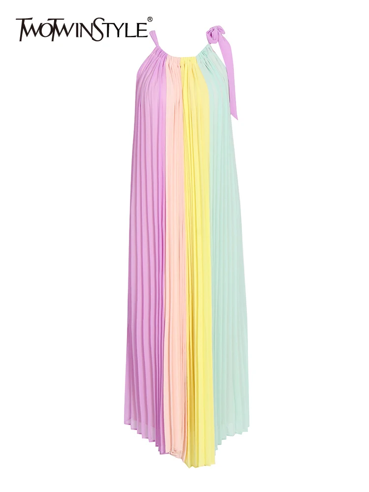 TWOTWINSTYLE Loose Tank Dress For Women Round Neck Sleeveless Patchwork Colorblock Midi Dresses Female Summer Clothing New 2022
TWOTWINSTYLE Loose Tank Dress For Women Round Neck Sleeveless Patchwork Colorblock Midi Dresses Female Summer Clothing New 2022