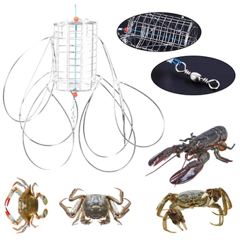 Crab Catching Tool Lure Trap Stainless Steel Bait Cage Fish Cage Feeder Fishing Tackle Suitable Crab Shrimp Crawfish Trap Cage