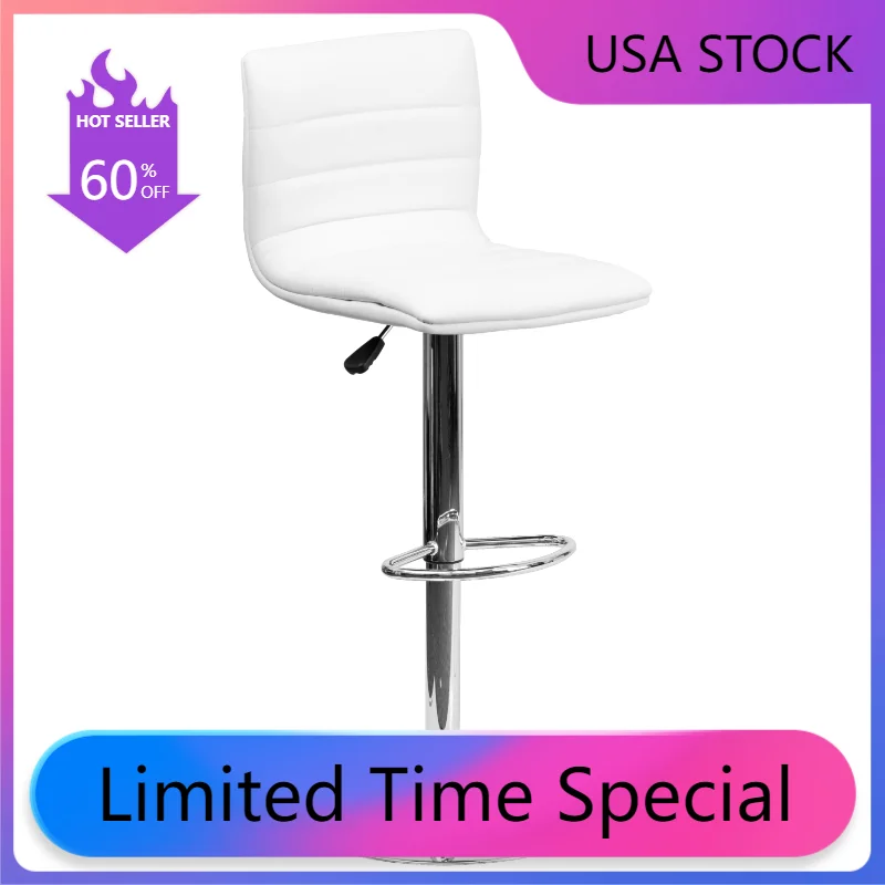 Современная Белая виниловая Регулируемая барная табуретка Betsy Flash Furniture с подставкой, вращающийся стул с хромированной основой
Современная Белая виниловая Регулируемая барная табуретка Betsy Flash Furniture с подставкой, вращающийся стул с хромированной основой