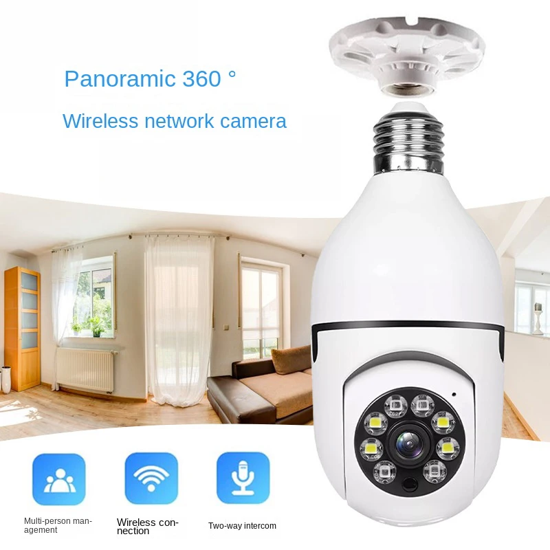 Беспроводная Wi-Fi камера с углом обзора 360 градусов, HD камера ночного видения для домашней безопасности
Беспроводная Wi-Fi камера с углом обзора 360 градусов, HD камера ночного видения для домашней безопасности