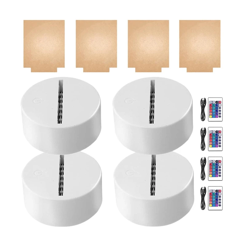4 Pack 3D Night LED Light Lamp Base Kit Adjustable 16 Colors 4 Modes For Child Room Bar With Remote Controls CNIM Hot
4 Pack 3D Night LED Light Lamp Base Kit Adjustable 16 Colors 4 Modes For Child Room Bar With Remote Controls CNIM Hot