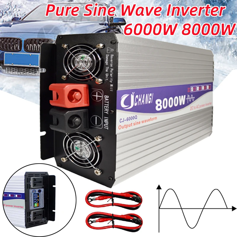 Pure Sine Wave Inverter 12v 220v 6000W 8000W DC 12V 24V 48V To AC 110V 220V Converter Solar Car Power Transformer
Pure Sine Wave Inverter 12v 220v 6000W 8000W DC 12V 24V 48V To AC 110V 220V Converter Solar Car Power Transformer