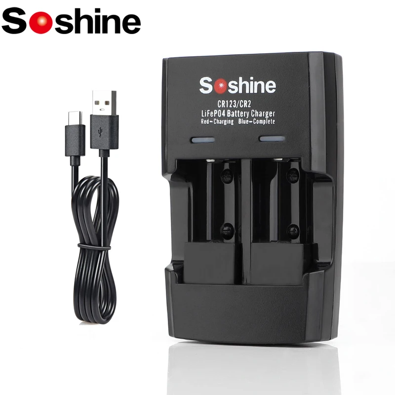 

Soshine Smart LiFePO4 CR2 Battery Charger 3.2V S5 15266P 16340P 2 Slot Batteries Charger for RCR123 CR2 16340 17335 Battery USB
