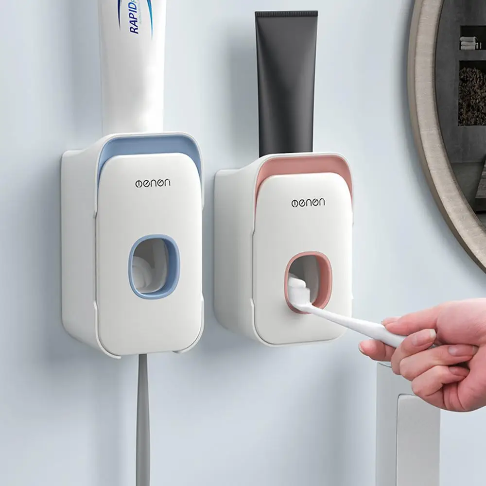 

Автоматический Дозатор зубной пасты, пыленепроницаемый держатель для зубных щеток, набор аксессуаров для ванной комнаты, Настенный монтаж...