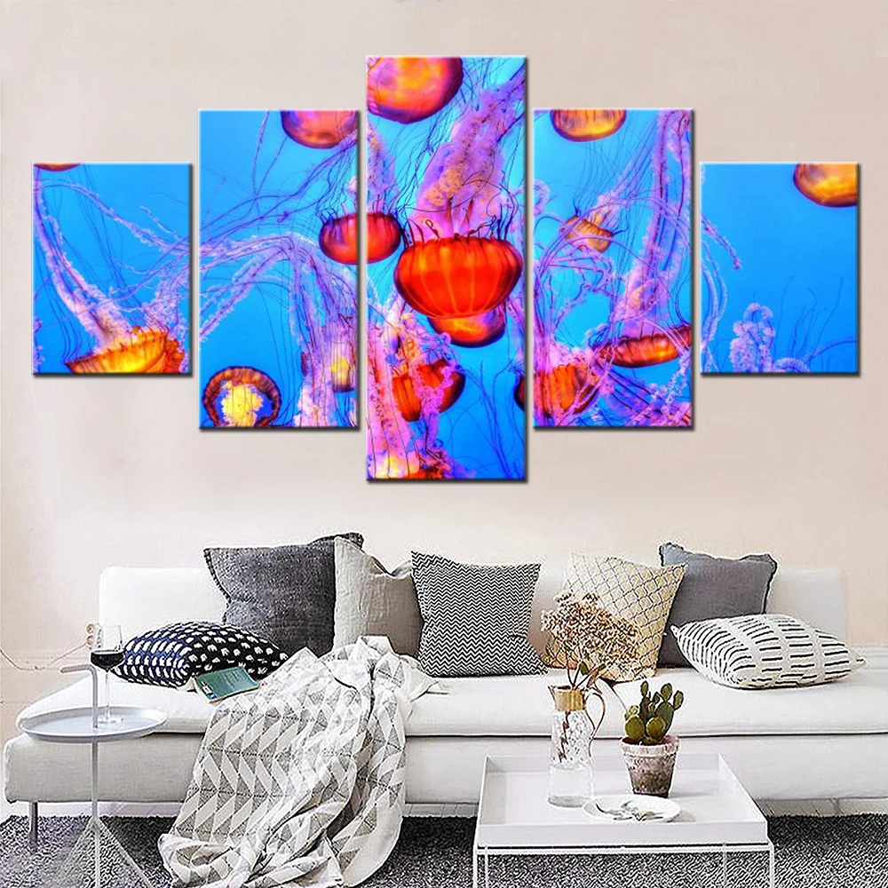 5 Pieces Wall Art Canvas Animal Poster Orange Jelly Fishes Wallpaper Home Decoration For Living Room Picture Print Bedroom Mural
5 Pieces Wall Art Canvas Animal Poster Orange Jelly Fishes Wallpaper Home Decoration For Living Room Picture Print Bedroom Mural