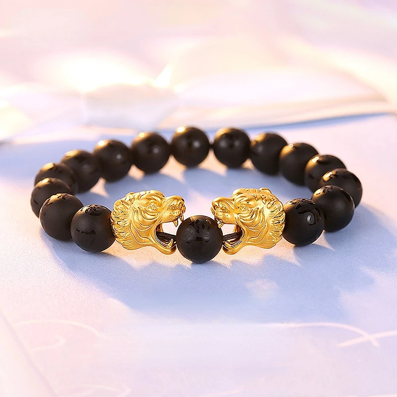 Golden Tiger Head Obsidian Hand String Chinese Zodiac Tiger Dominant 3D Hard Foot Gold 999 Men's Gold Bracelet
Golden Tiger Head Obsidian Hand String Chinese Zodiac Tiger Dominant 3D Hard Foot Gold 999 Men's Gold Bracelet