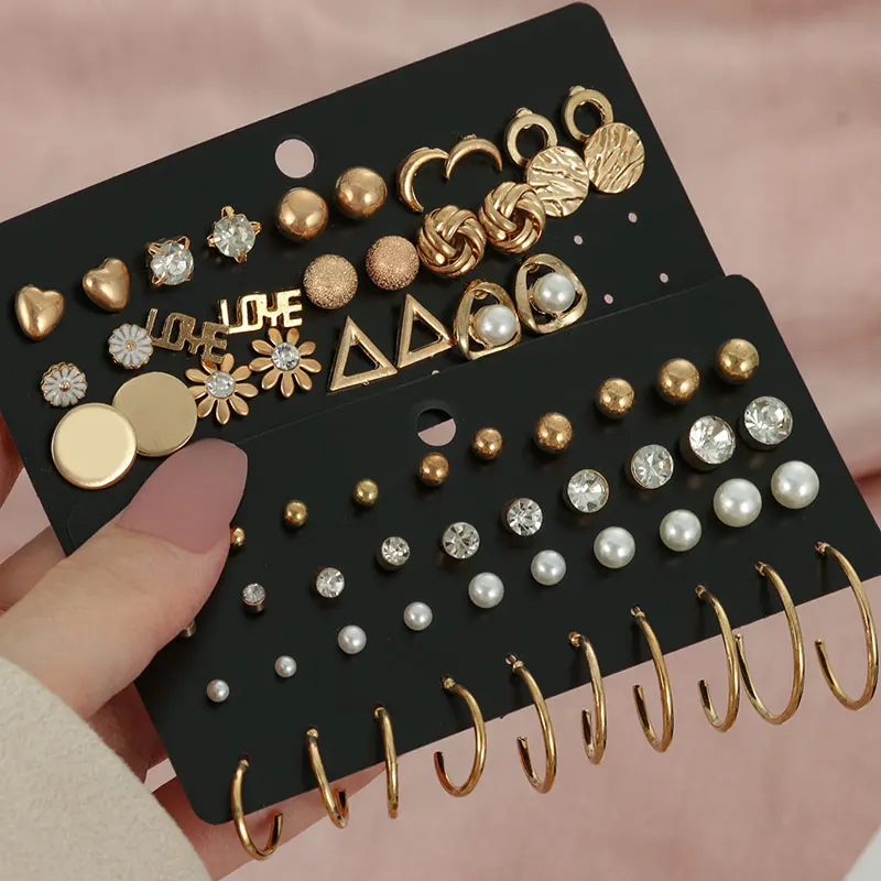 BI Trendy Women's Earrings Set Pearl Stud Earrings for Women Korean Geometric Metal Crystal Small Earrings 2022 Brincos Jewelry
BI Trendy Women's Earrings Set Pearl Stud Earrings for Women Korean Geometric Metal Crystal Small Earrings 2022 Brincos Jewelry