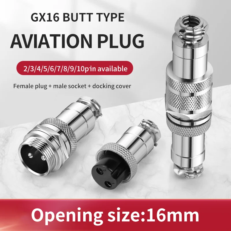 

1Set GX16 16mm Diameter aviation plug Aviation Plug Socket Butting type GX16-2/3/4/5/6/7/8/9/10PIN Male & Female connectors