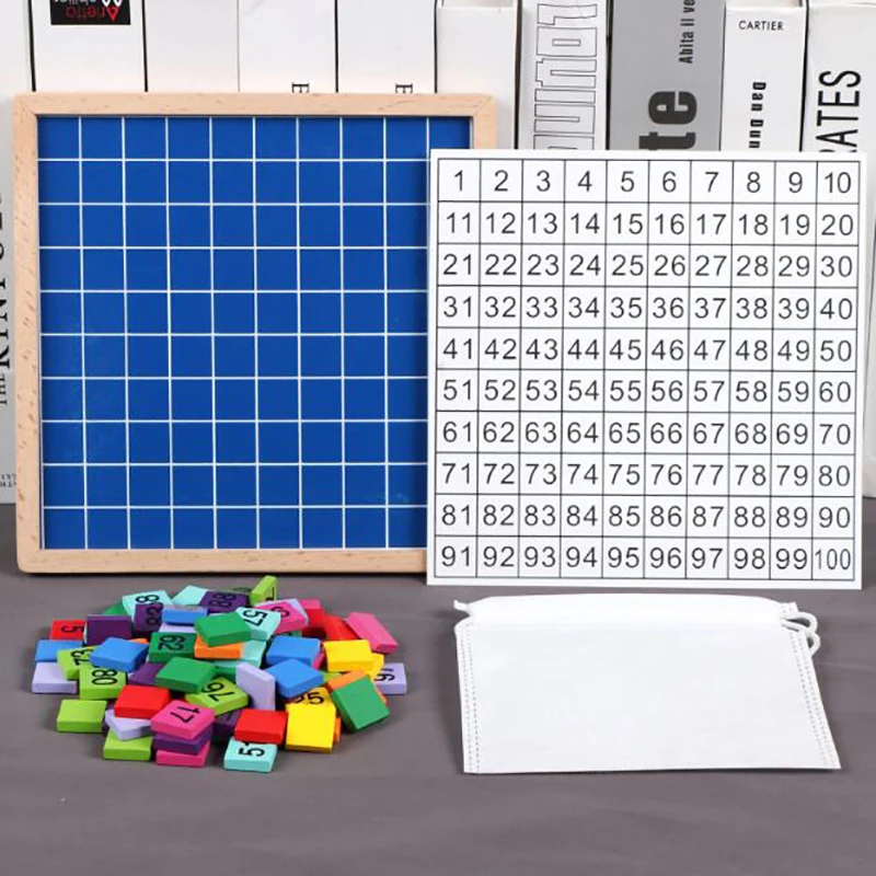

Деревянная доска для расчета чисел по методу Монтессори 100, математические детские развивающие игрушки, от 1 до 100 подряд