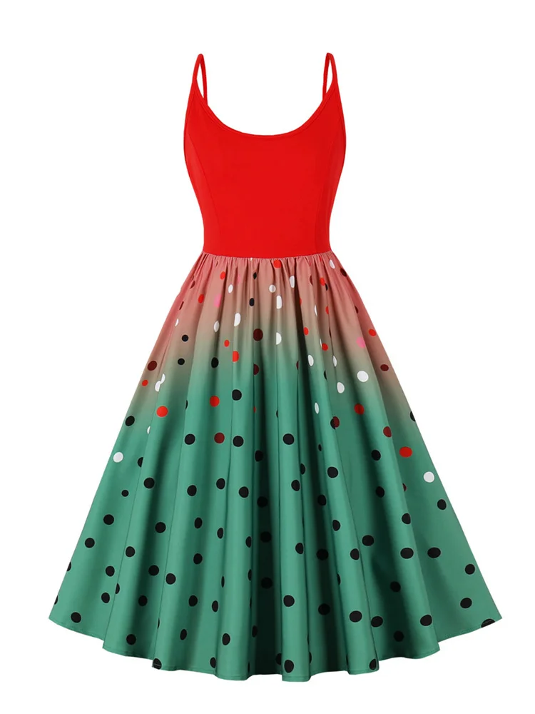 

Женское винтажное платье в горошек, элегантное платье трапециевидной формы во французском стиле, с градиентным пэчворком, сказочное красное платье на бретелях для выпускного вечера, лето 2023