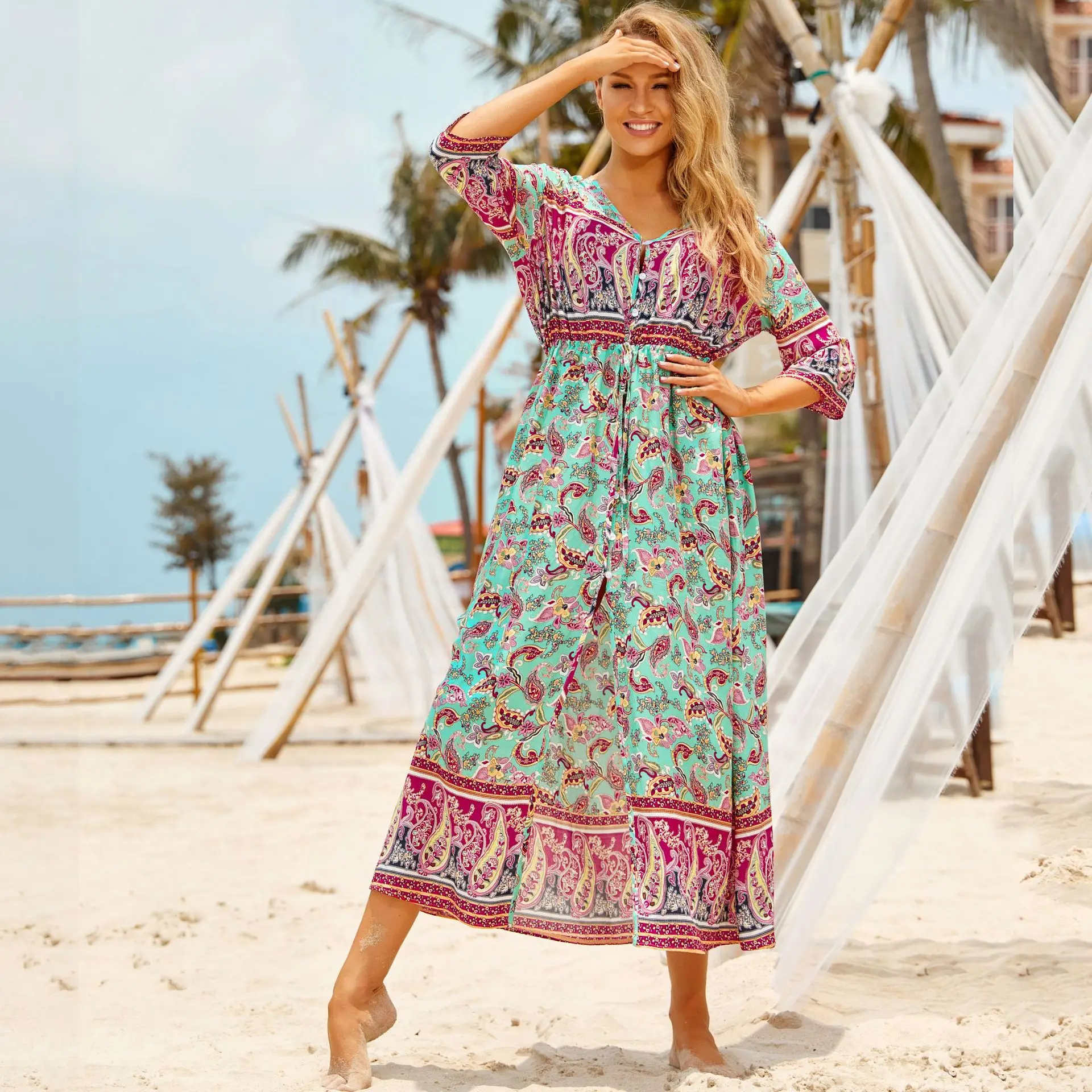 SuperAen 2022 Blouse Positioning Printing Button Rayon Holiday Bikini Sunscreen Shirt Beach Cover Up Dress Women
SuperAen 2022 Blouse Positioning Printing Button Rayon Holiday Bikini Sunscreen Shirt Beach Cover Up Dress Women