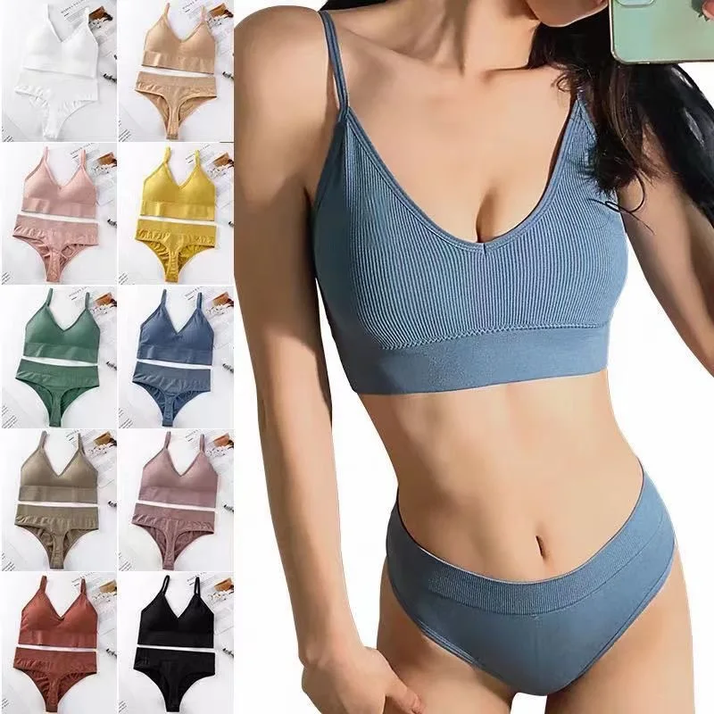 CHRLEISURE 2Pcs Sports Bras Set Underwear Set Women Panties Sexy G-String Seamless Bralette Female Lingerie Soft Tank Crop Top
CHRLEISURE 2Pcs Sports Bras Set Underwear Set Women Panties Sexy G-String Seamless Bralette Female Lingerie Soft Tank Crop Top