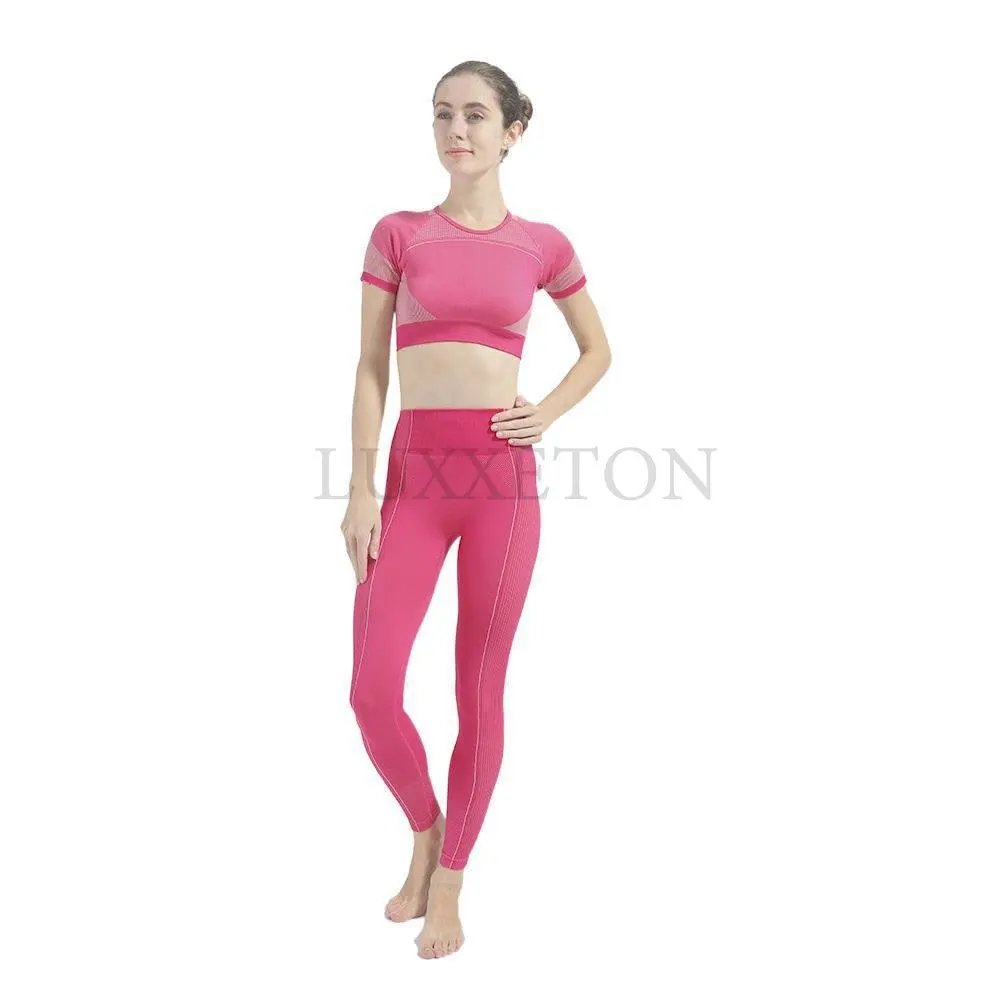 Seamless Yoga Suit Women Fitness Suits Print Short Sleeve Crop Top Tight Hip Lift Pants Yoga Set Women Sport Suits 
Seamless Yoga Suit Women Fitness Suits Print Short Sleeve Crop Top Tight Hip Lift Pants Yoga Set Women Sport Suits